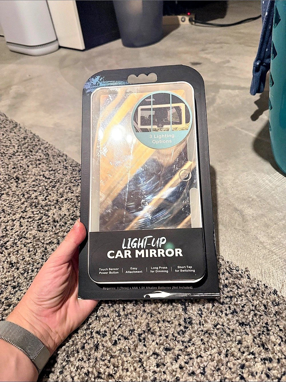 Light-Up Car Mirror Black